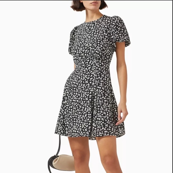 NWT SOLID & STRIPED Black and White Mini Dress with Flutter Sleeves - Picture 1 of 6